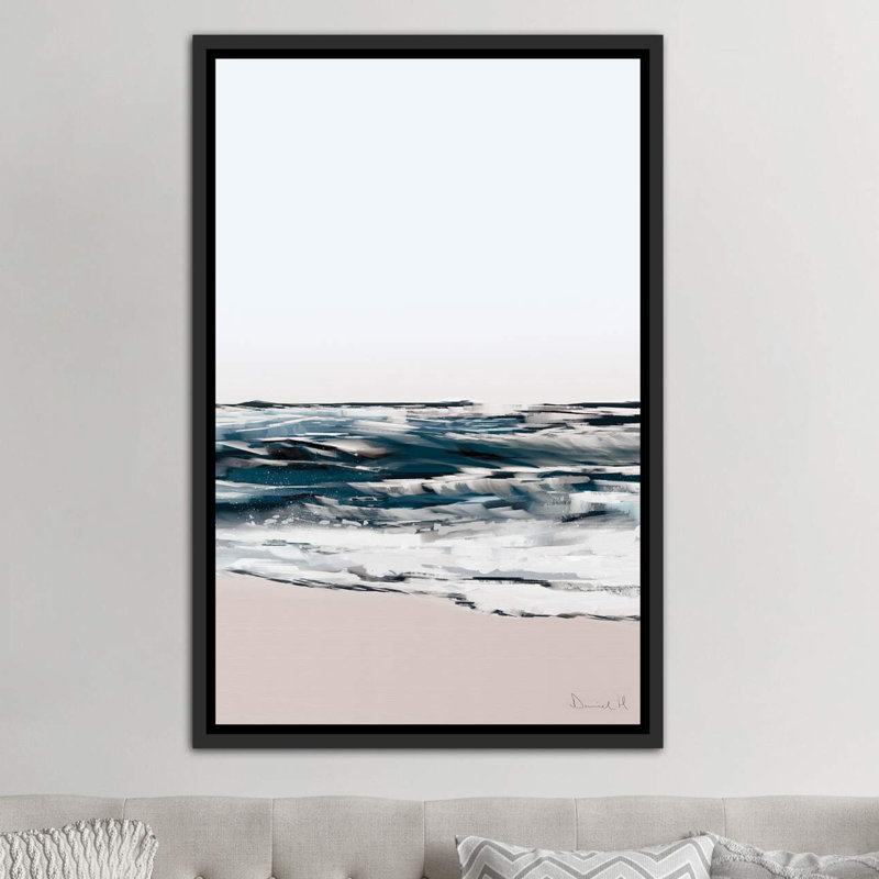 Impression d’art graphique Seashore, H 60 po x l 40po x P 1,5 po, Toile avec cadre noir