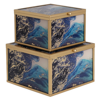 2 Piece Ceramic Decorative Box Set