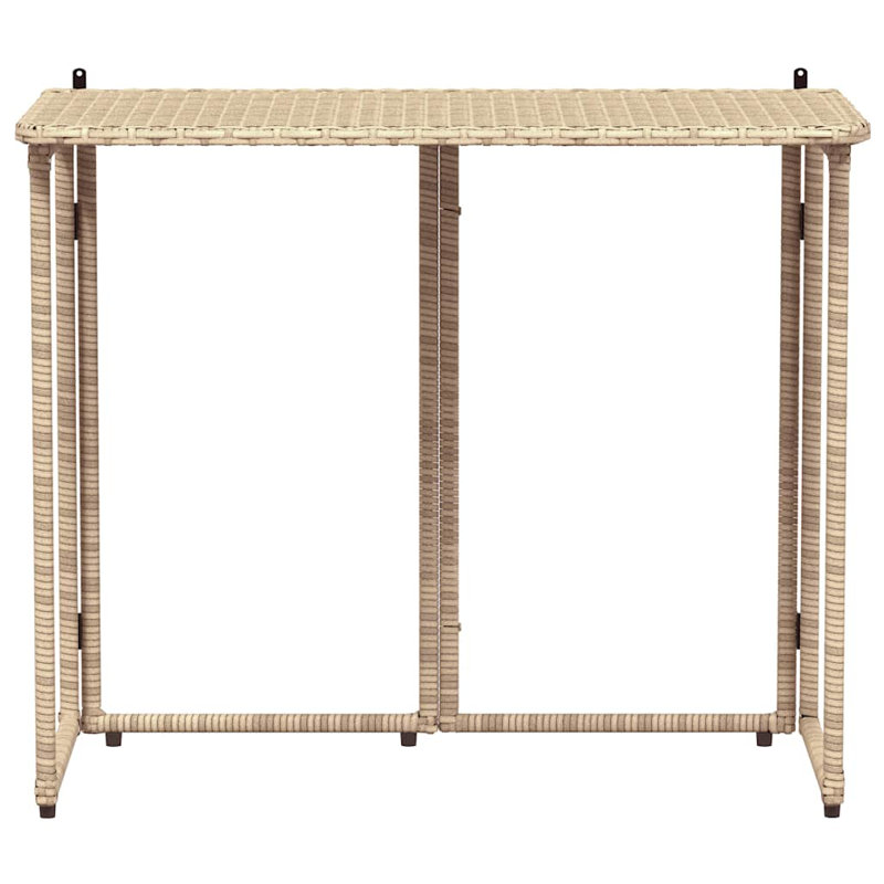 Folding Garden Table 90X51x75 Cm Poly Rattan, Beige