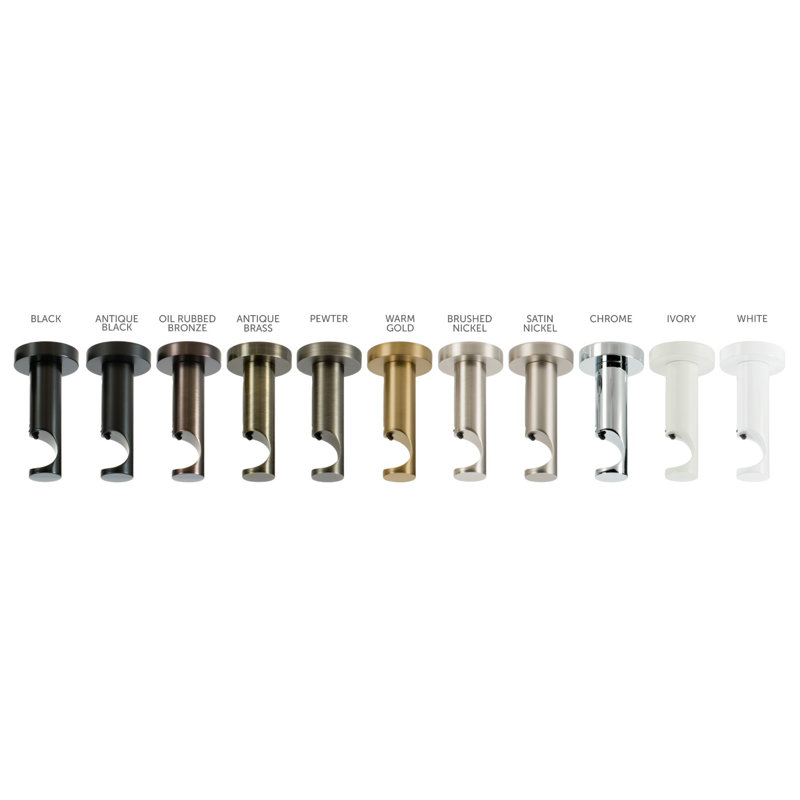 Supports de tringle à rideaux fixés au plafond ou au mur pour tringles à rideaux de 7/8 et 1 pouce de diamètre. Ensemble de 2