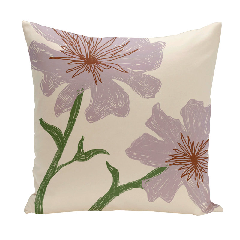 Floral Outdoor Reversible Throw Pillow, Purple