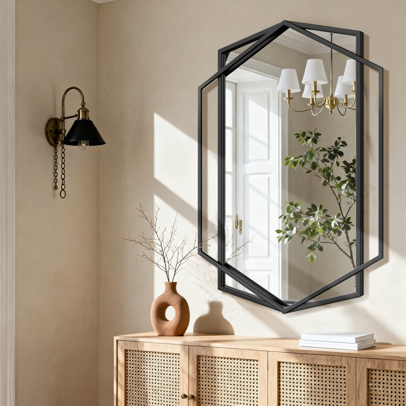 Miroir d'appoint mural / miroir de salle de bain / miroir mural Hexagon, 36 po x 26 po