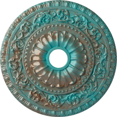 Médaillon de plafond Endurathane Vaduz, diamètre extérieur de 23 1/2 po x P 3 1/2 po x P 2 1/8 po (convient aux auvents jusqu'à 3 1/2 po), finition cuivre patiné peint à la main