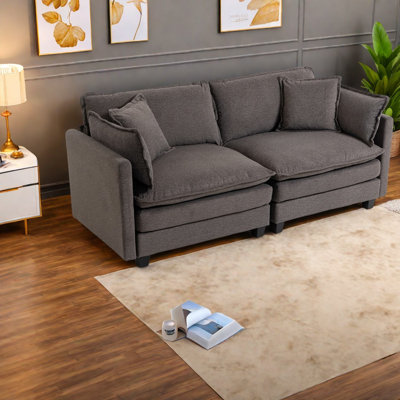 Canapé d'angle en chenille gris antique, canapé-lit multifonctionnel pour la maison