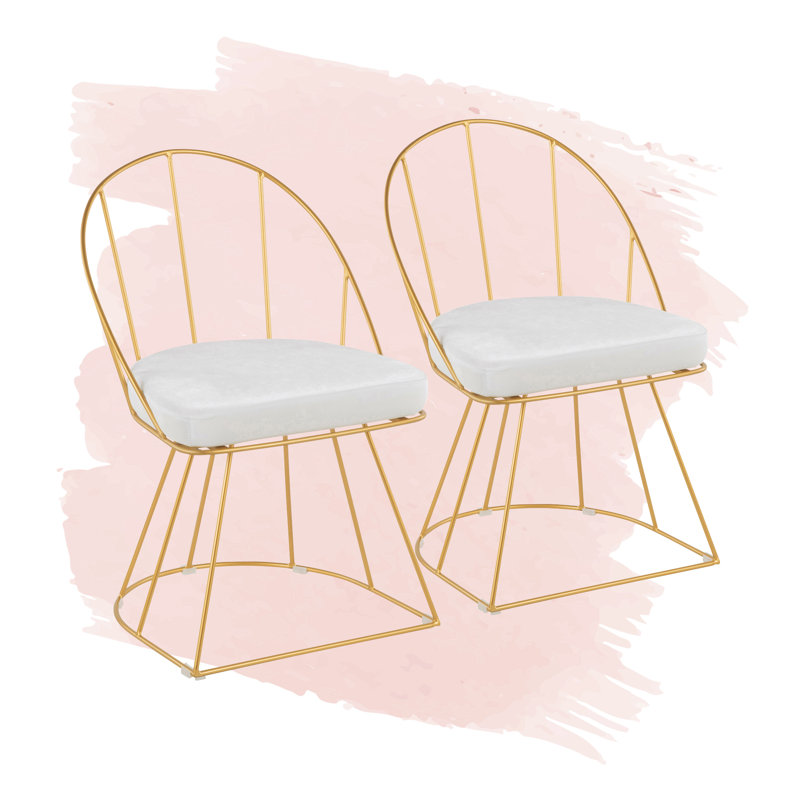 Sienna 18'' H Velvet Upholstered Side Chair, White Faux Leather