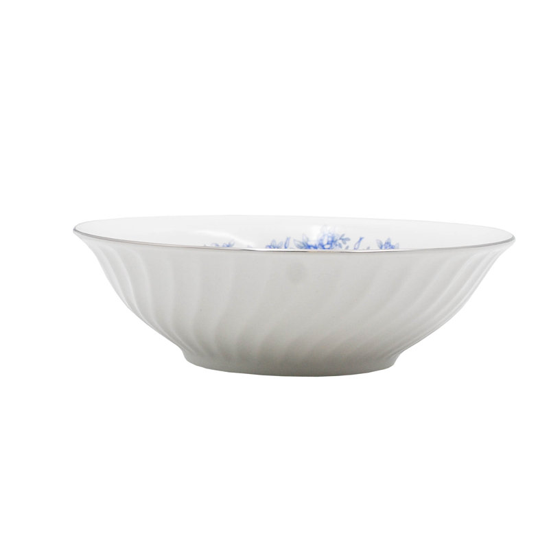 Service de table en porcelaine blanche 45 pièces Quiana, garniture florale et argent sterling (service pour 8 personnes)