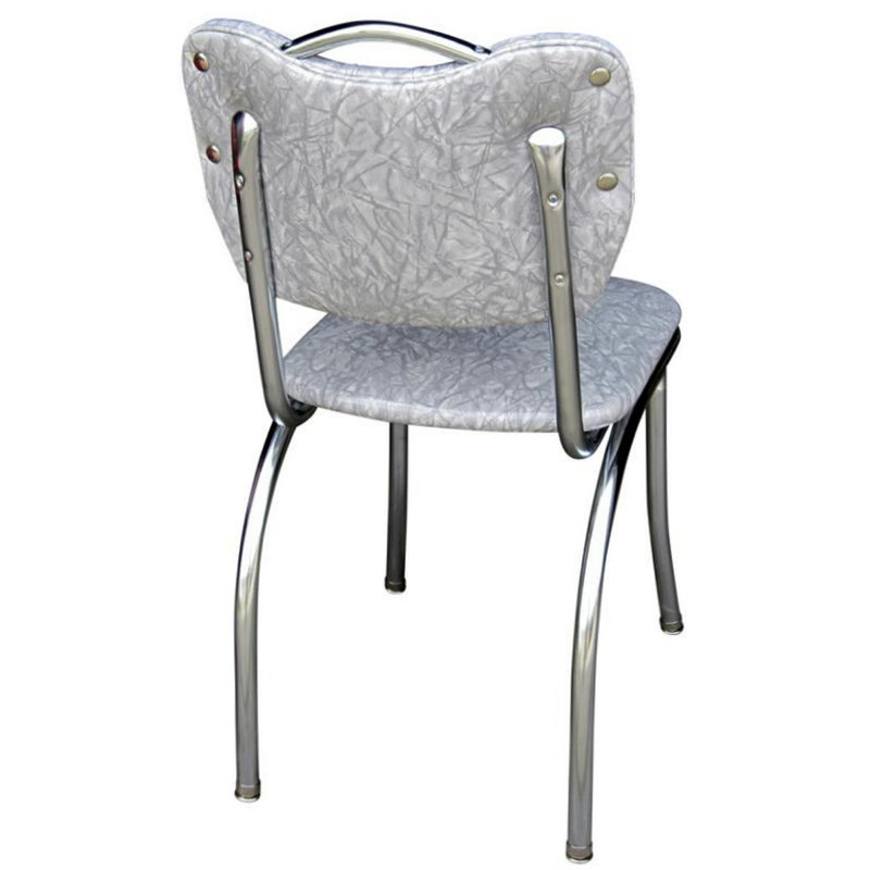 Retro Home Upholstered Handle Back Dining Chair, Cracked Ice Gray