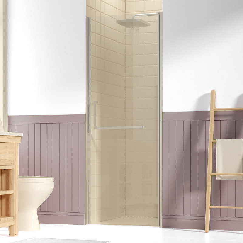 27-28-inch Brushed Nickel Frameless Pivot Shower Door