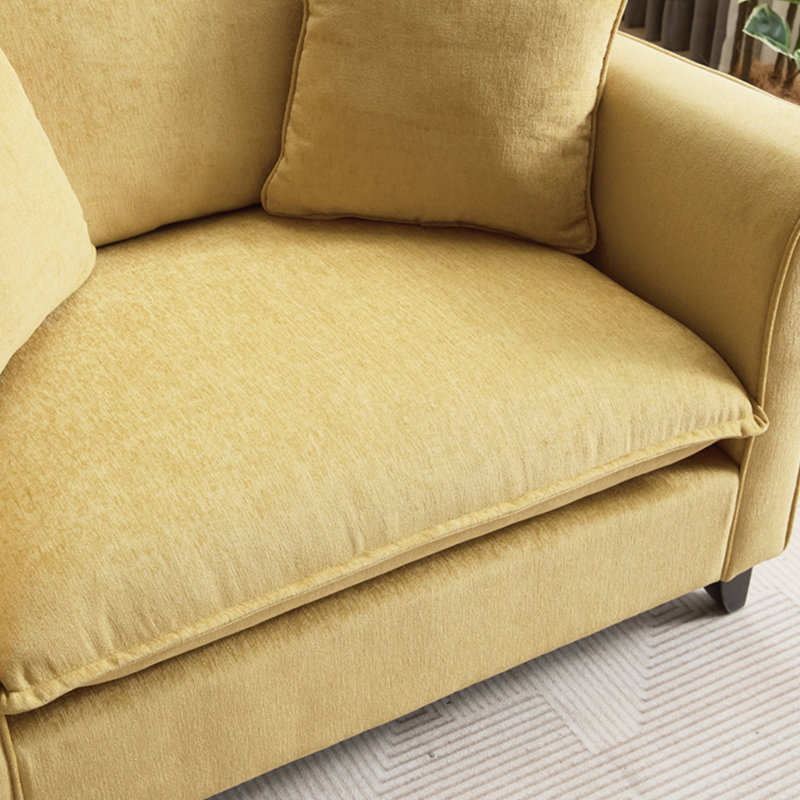 46.3 Inch Oversized Chenille Armchair, Comfy Chair and a Half Single Sofa with Pillow, Yellow, Yellow Chenille