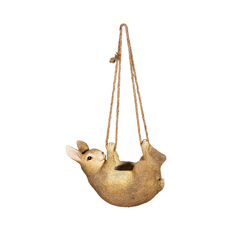 Pot à fleurs suspendu en lapin avec jute