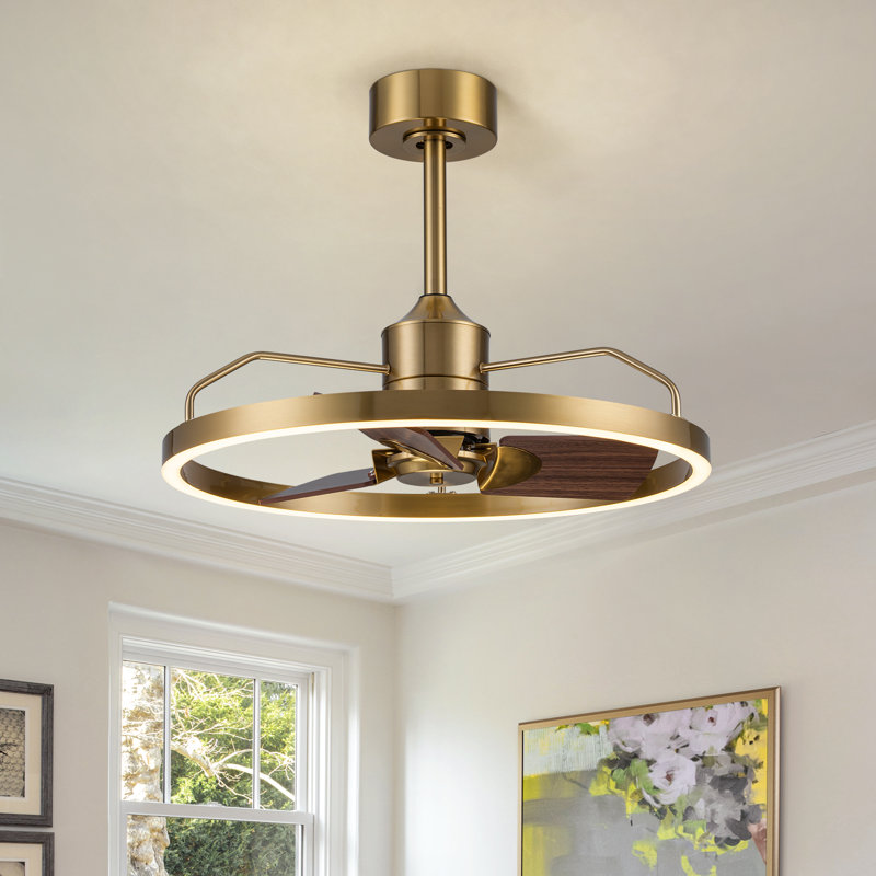 24inch Dimmable Ceiling Fan with LED Light And Remote Control, Gold