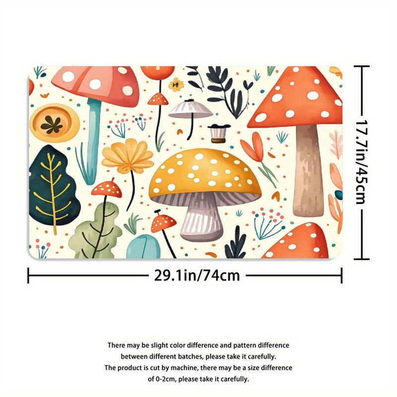 Ensemble de 3 tapis de salle de bain à motif floral rouge et jaune, Yellow Mushroom