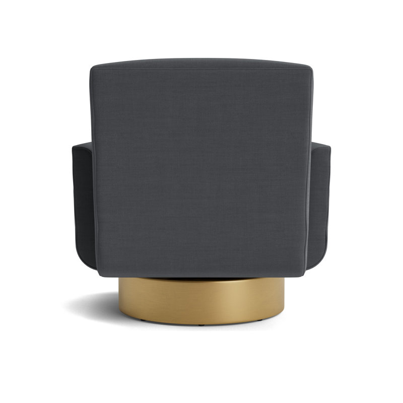 Supernova Full Swivel Chair, Performance Linen - Charcoal, Brushed Brass