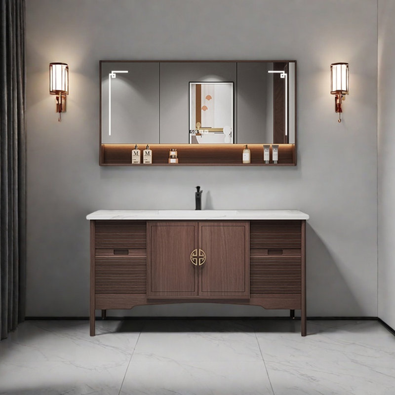 Retro simple and light luxury bathroom cabinet, 31.5" H x 59" W x 21.6" D