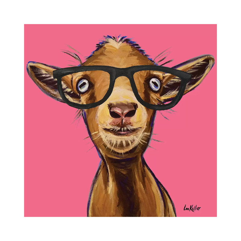 Poundcake The Goat With Glasses by Hippie Hound Studios - Wrapped Canvas Print, 45.72 cm H x 45.72 cm W x 3.175 cm D