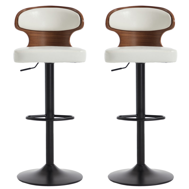 Swivel PU Leather Adjustable Height Bar Stool, White