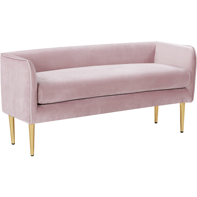 Audrey Manuel Upholstered Bench, Pink Velvet