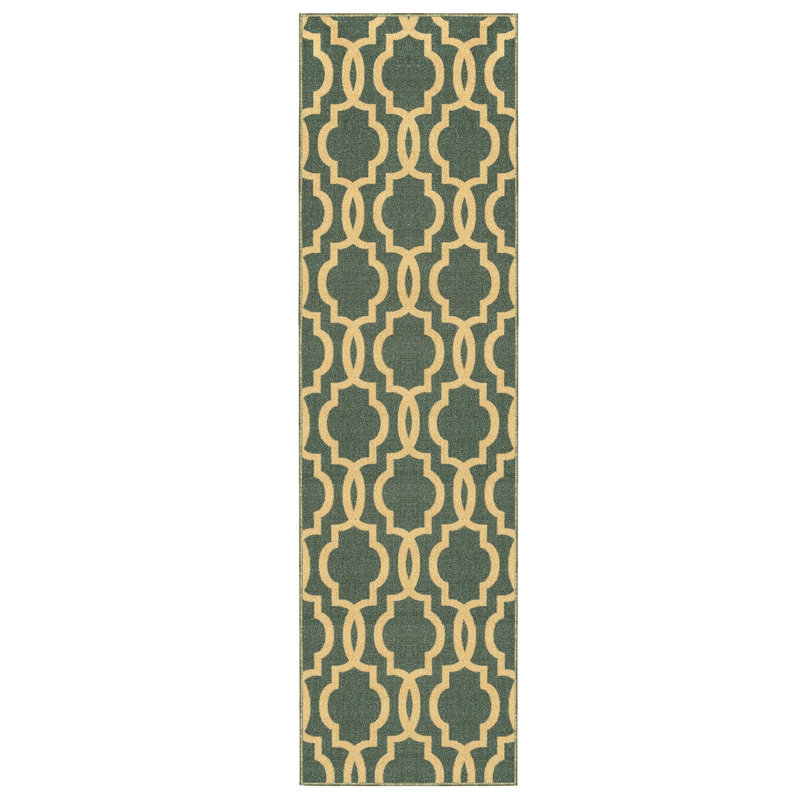 Tapis bleu sarcelle Cabott, Tapis de couloir 1 pi 10 po x 20 pi