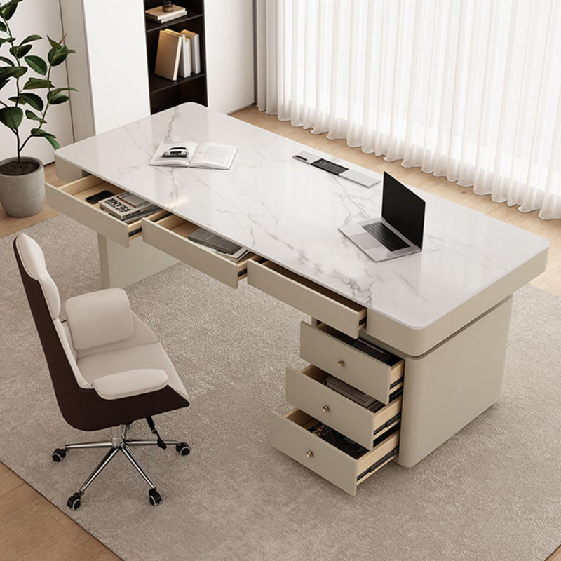 Bureau d'écriture avec tiroirs Beige, H 29,53 po x l 62,99 po x P 27,56 po