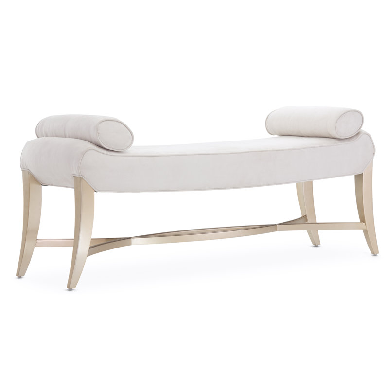 Malibu Crest Upholstered Bench, White/Chardonnay