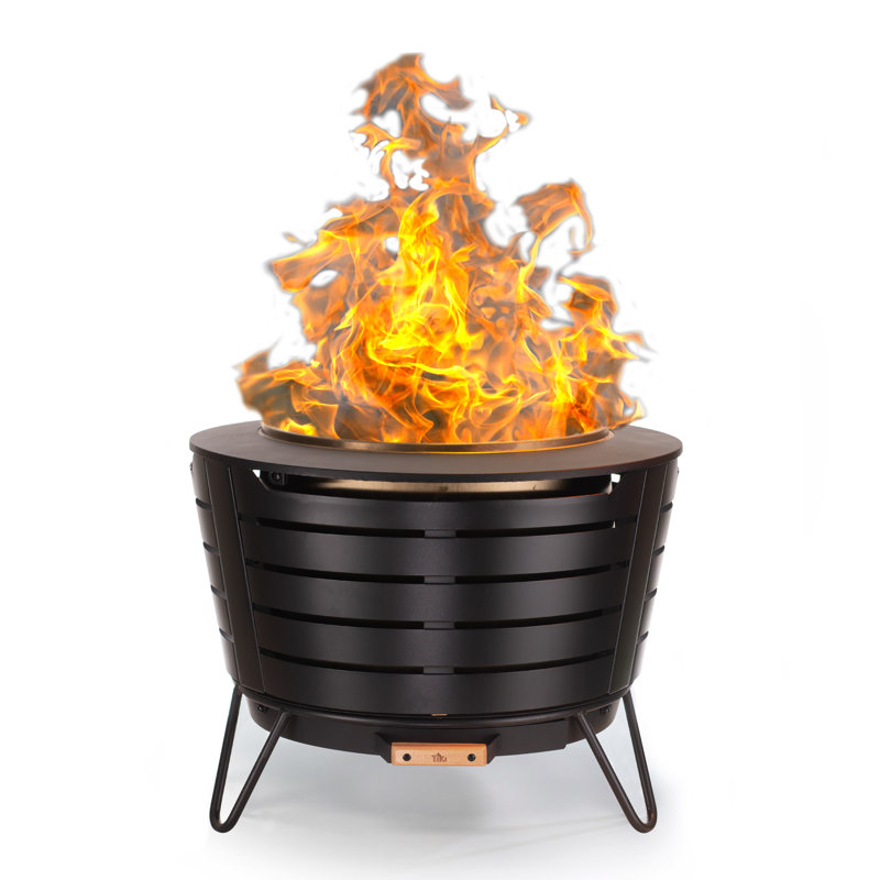 Black 25-Inch Wood Burning Smokeless Patio Fire Pit