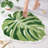  Green Leaf Mat, Large Monstera Cute Non Slip Palm Shaped Plush Fun Kitchen, Bathroom Bathtub Rugs Machine Washable（26"x21"）-2017878742-2018496175