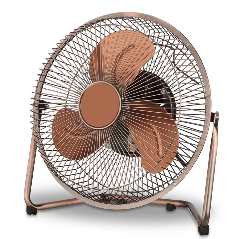 Small 9" Metal High Velocity Cold Air Circulator Adjustable Floor Fan With 3 Speed Settings (Copper)