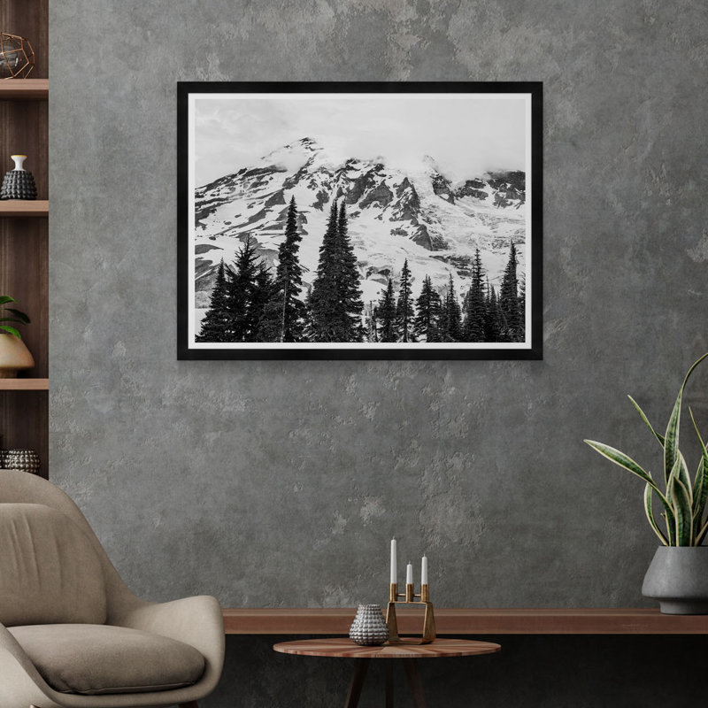 Mont Cime des arbres Rainier en noir et blanc, Noir