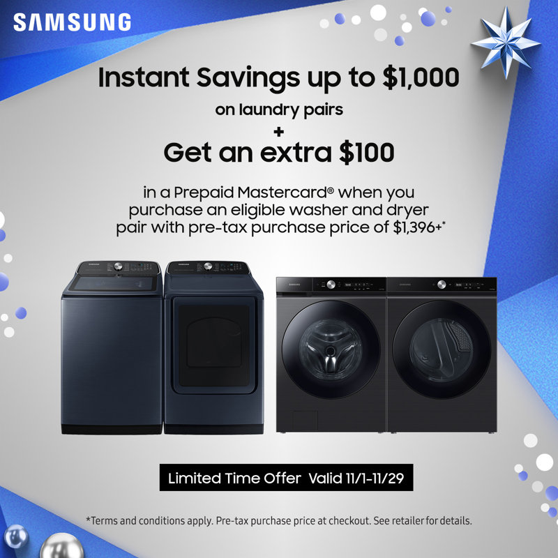 Samsung 6.0 cu. ft. Washer with 7.5 cu. ft. Dryer with Super Speed Dry, Electric