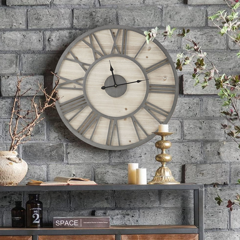 Horloge murale Shaylynne, Naturel / gris