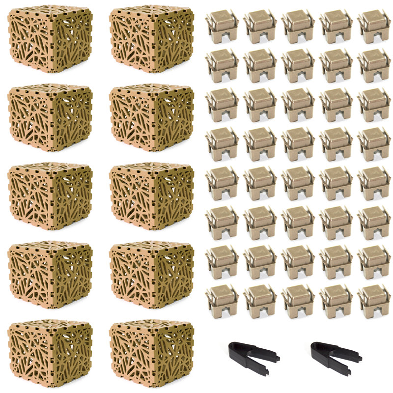 Ensemble de 10 cubes Bion | Blocs structurels solides pour meubles et décor - beige, Beige