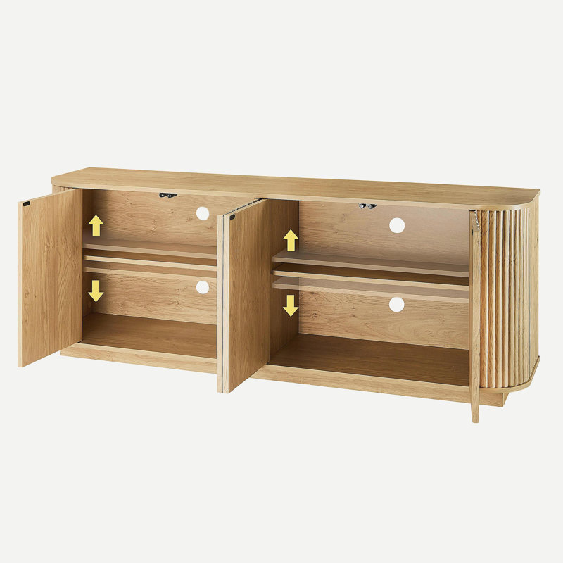 Buffet à rayures verticales en bois, Naturel
