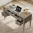 Living Room Table Set 56" Farmhouse Desk & 75" TV Stand With Bookshelves, Morden Home Office Desk With Glass Door Storage Cabinet, Wooden Computer Desk With File Drawers For Home Office, Wash Grey-1631001596