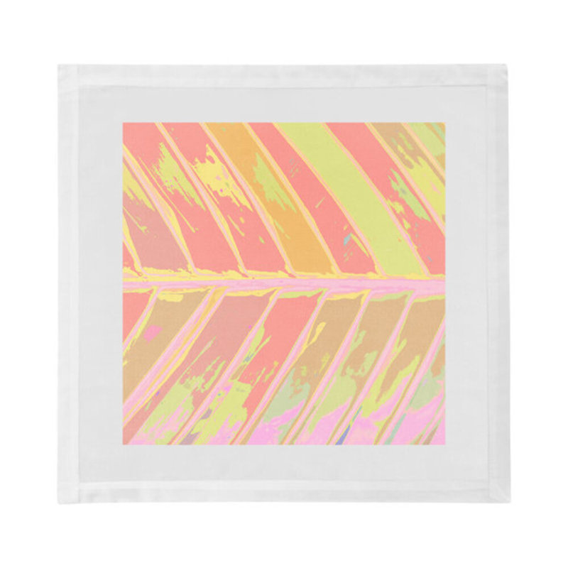 Tropical Leaf Cotton Sateen Dinner Napkins, Pink