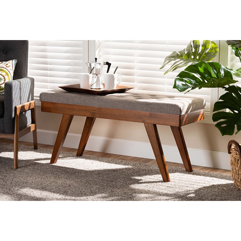 Polyester Upholstered Bench, Gray