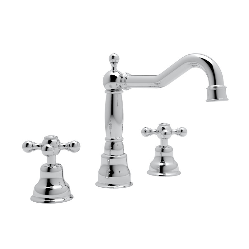 Arcana Widespread Lavatory Faucet With Column Spout, Polished Chrome, Cross