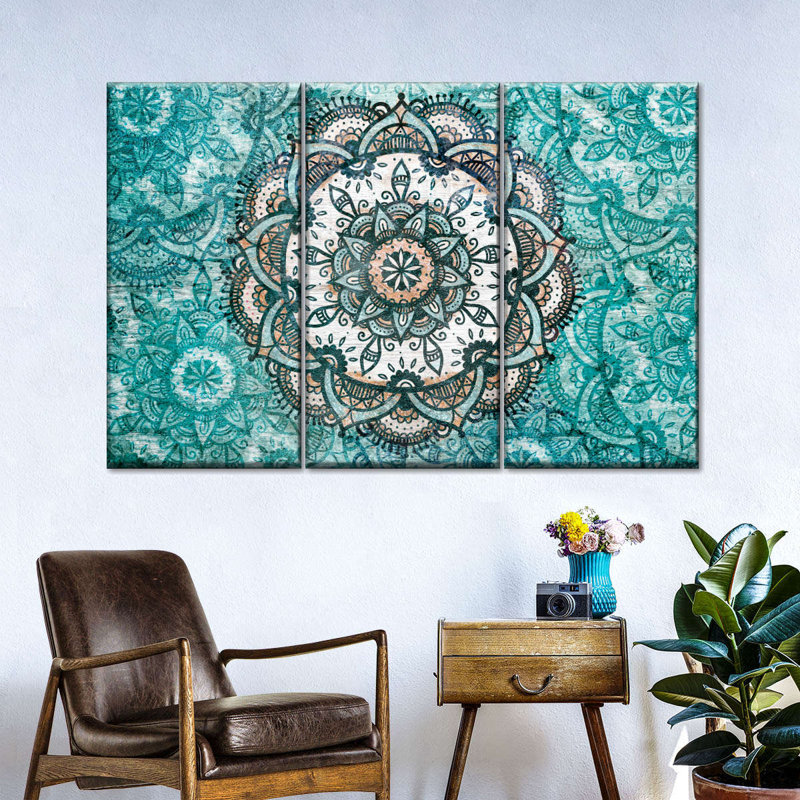 Impression sur toile turquoise, H 24 po x l 38 po x P 1,25 po