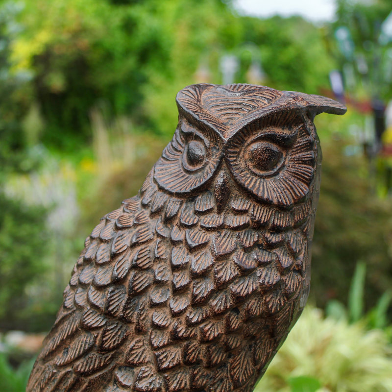 Bronze Great Horned Owl Garden Statue