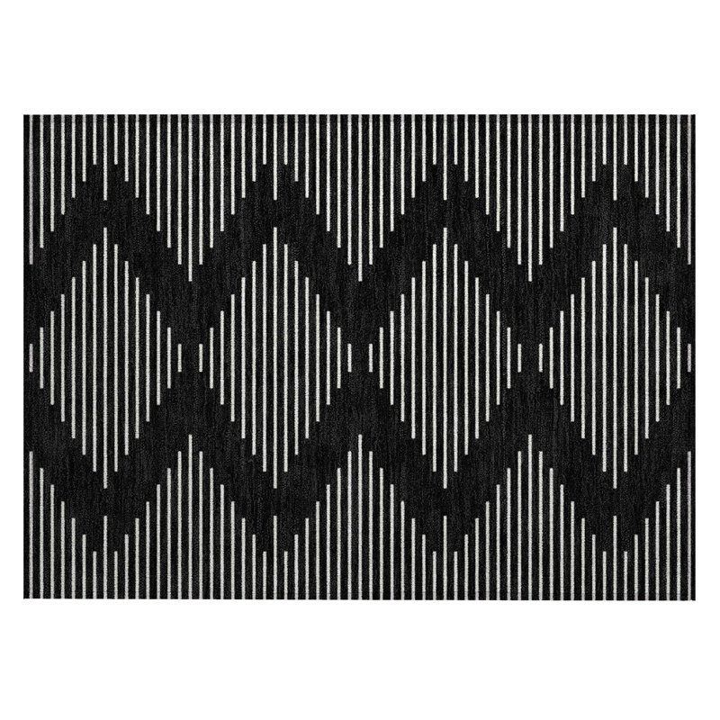 Black Synthetic Flat Woven Washable Rectangular Rug 20" x 30"