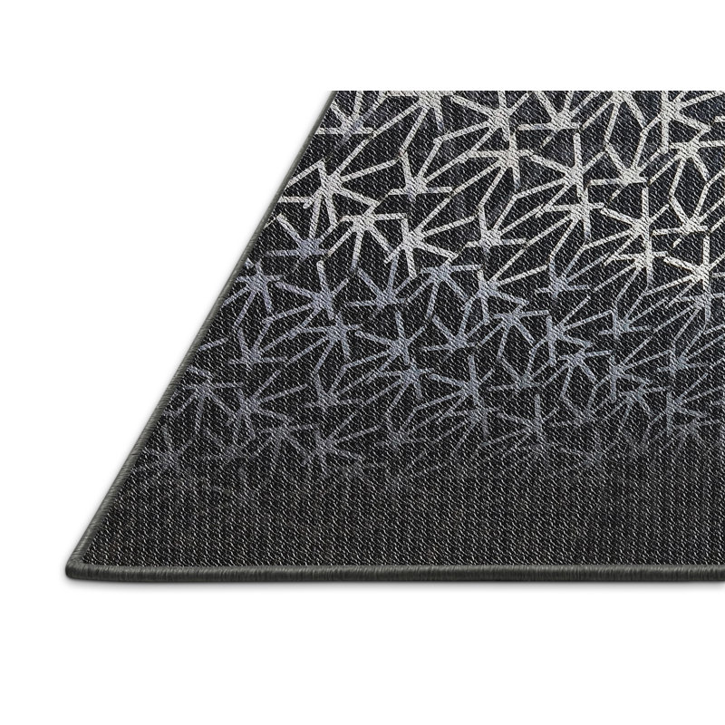 Tapis noir/gris tissé à la machine, Rectangle 4 pi x 6 pi