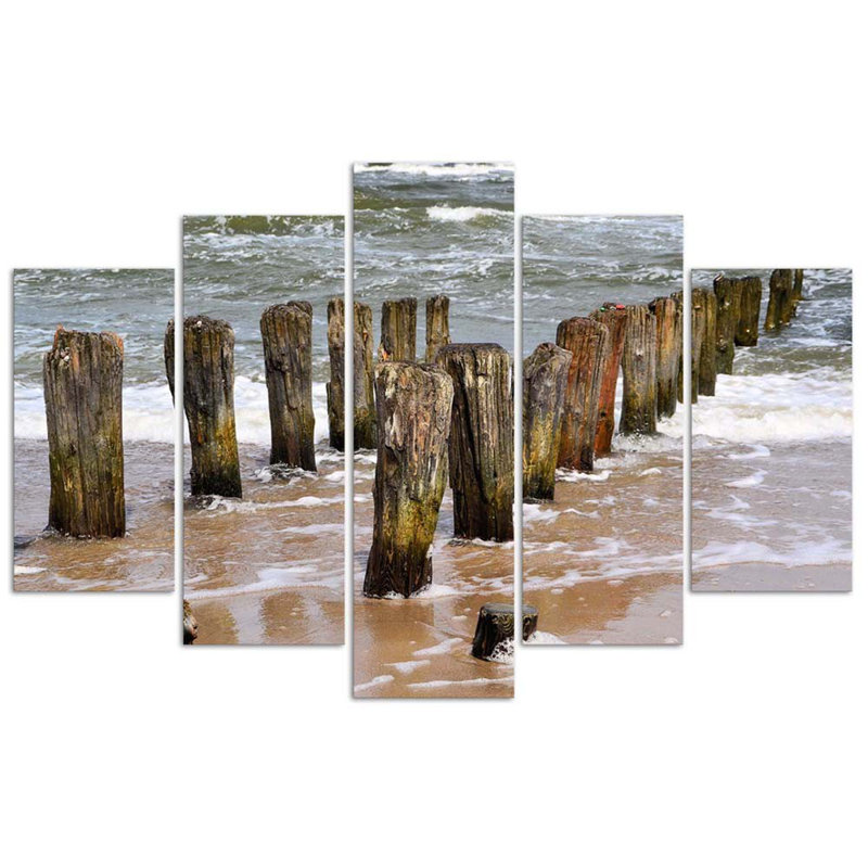 Sea, Beach, Nature - 5 Piece Wrapped Canvas Print, 70cm H x 100cm W