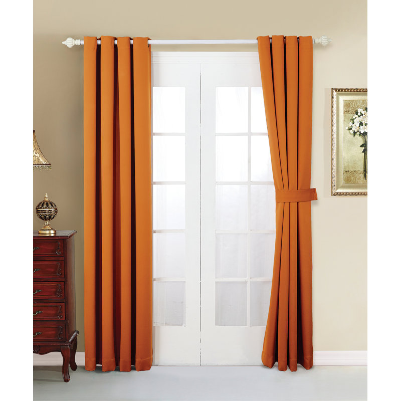 Panneau de rideau occultant uni, Orange brûlé, l 54 po x L 96 po