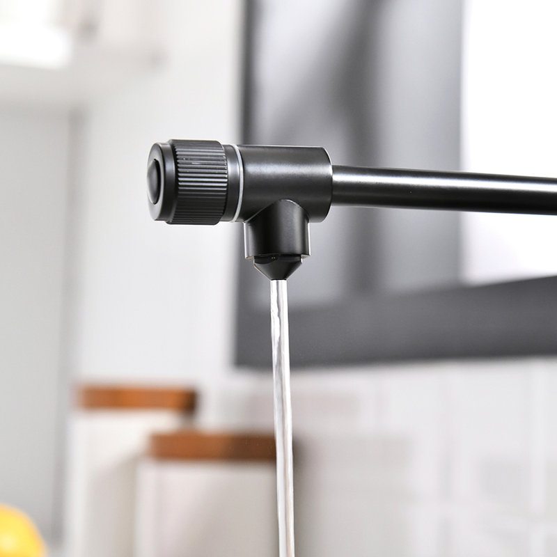 Robinet d'évier de cuisine à filtre rétractable noir mat avec grille de séchage pour vaisselle, robinet à 3 voies, tête de pulvérisation à double fonction à poignée unique, tête contemporaine en laiton massif 44
