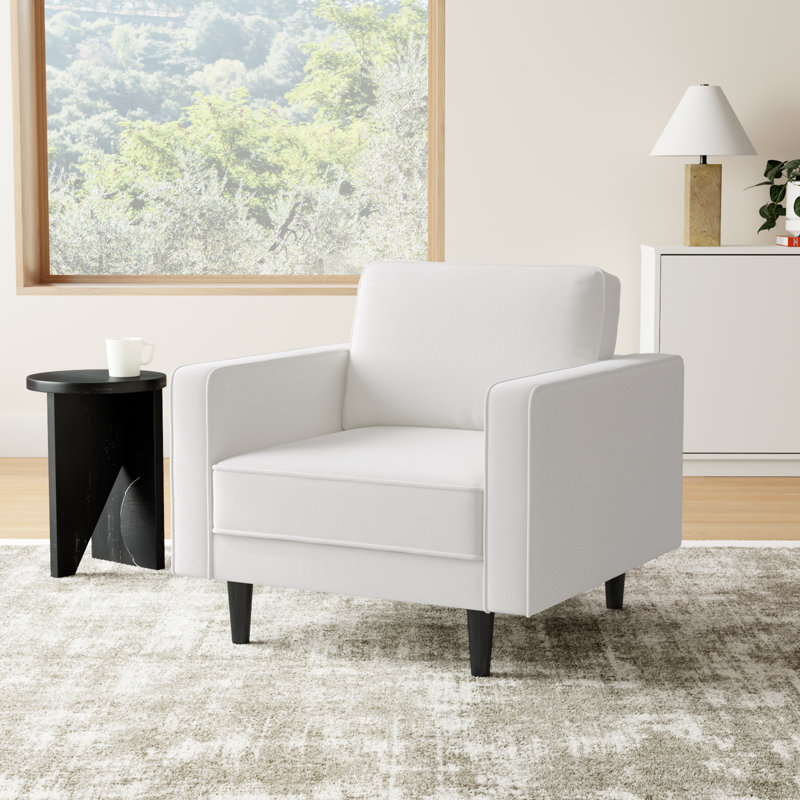 Curt Upholstered Armchair, Off-White Performance Chenille