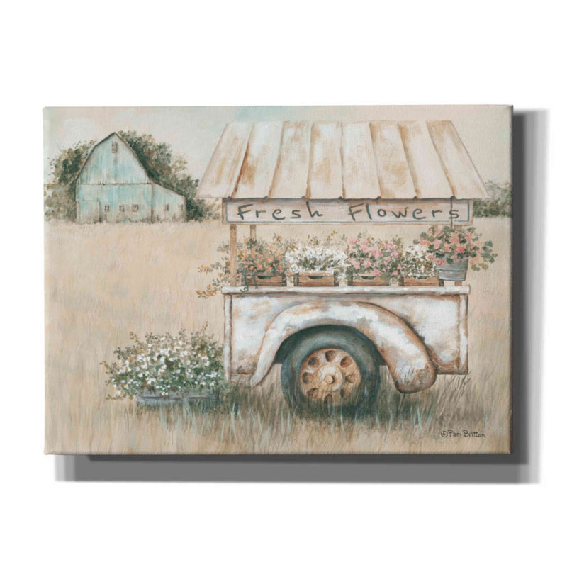 «Fresh Flowers For Sale» par Pam Britton - reproduction d'art sur toile tendue, H 40 po x l 54 po x P 1,5 po