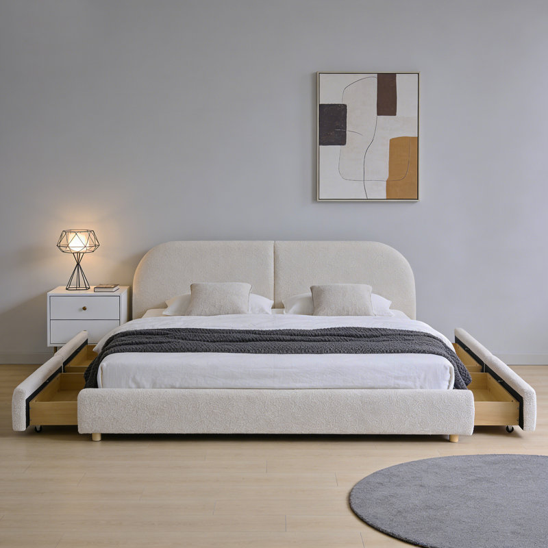 Structure de lit King, Beige