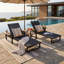 Chaises longues de patio ajustables, en bois d'acacia et fer, fauteuil inclinable moderne pour piscine-1863399563