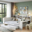 Multifunctional Wooden Daybed With Storage Shelves, Study Desk And Trundle-932615440-932615443