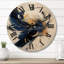 Horloge murale surdimensionnée en bois foncé foncé et doré Strokes VII - Fractals-215282232
