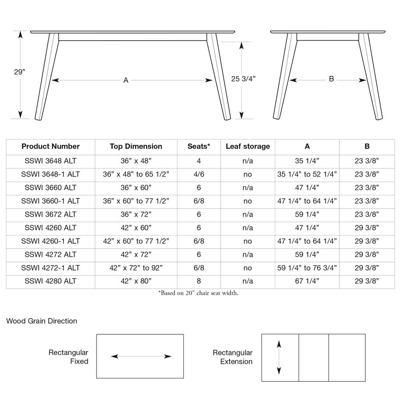 Leclair Extendable Maple Solid Wood Dining Table, Chocolate, 29" H x 36" W x 48" D - 66" L